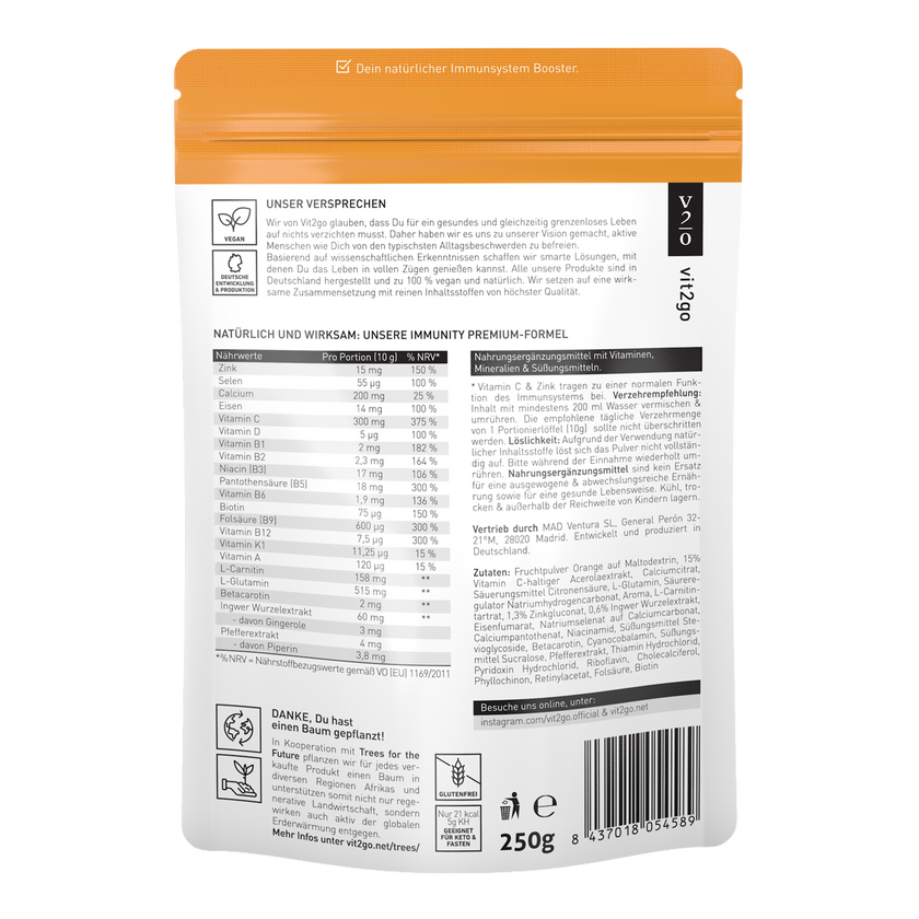 Rückseite von Vit2go Immunity - 250g