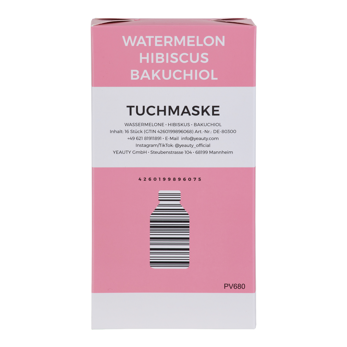 Rückseite von YEAUTY Tuchmaske Watermelon Hibiskus Bakuchiol
