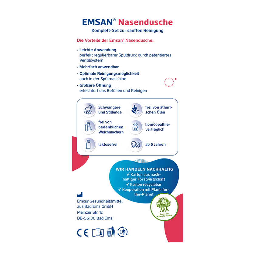 Rechte Seitenansicht von EMSAN Nasendusche Komplett-Set und Salz 10 Beutel