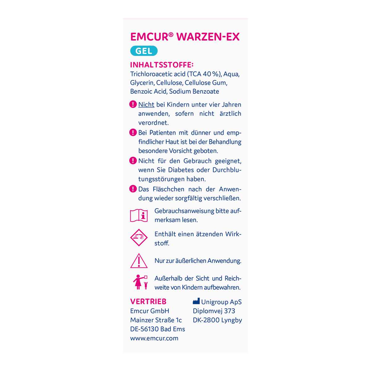 Rechte Seitenansicht von EMCUR® Warzen-Ex Gel