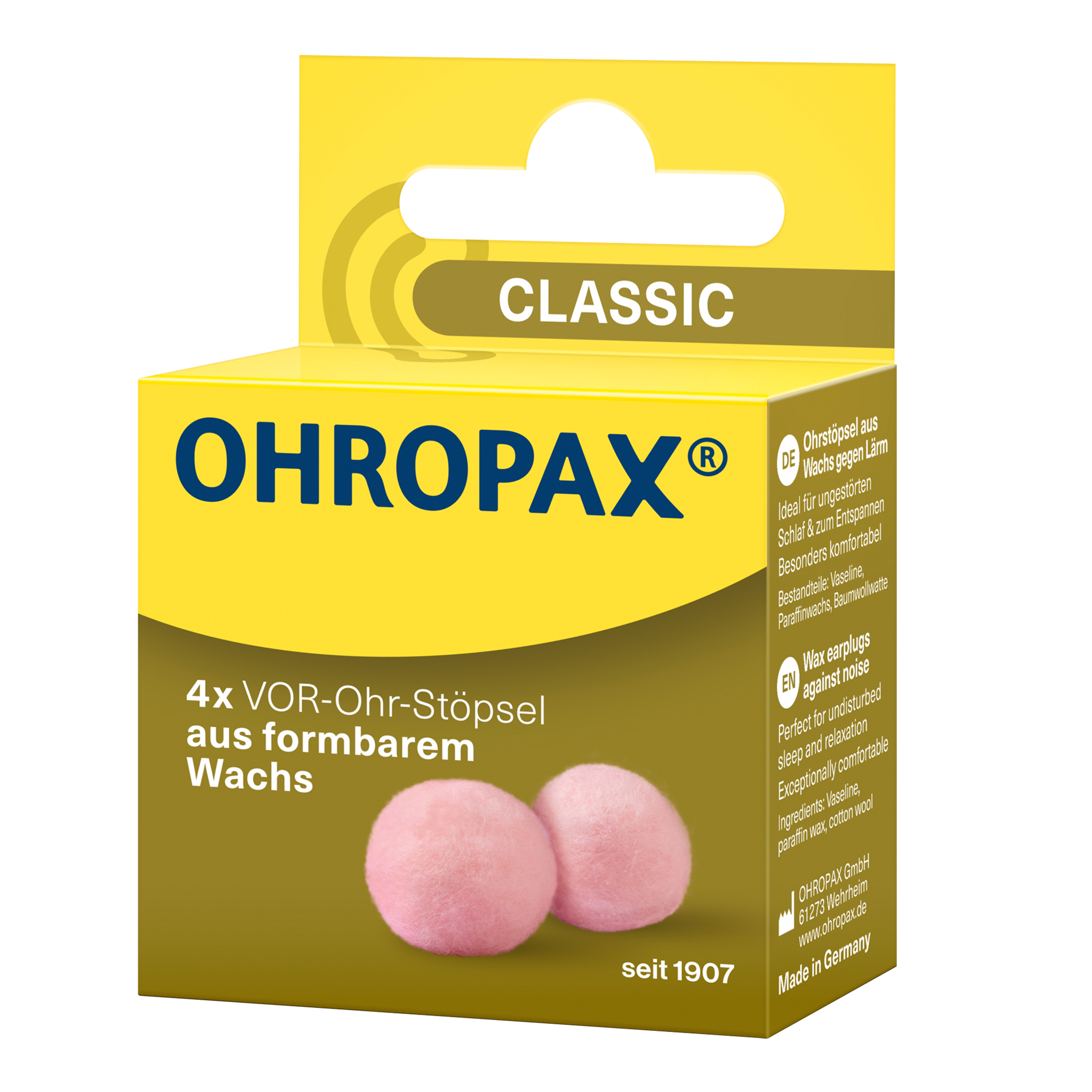 Rechte Seitenansicht von OHROPAX Classic Ohrstöpsel