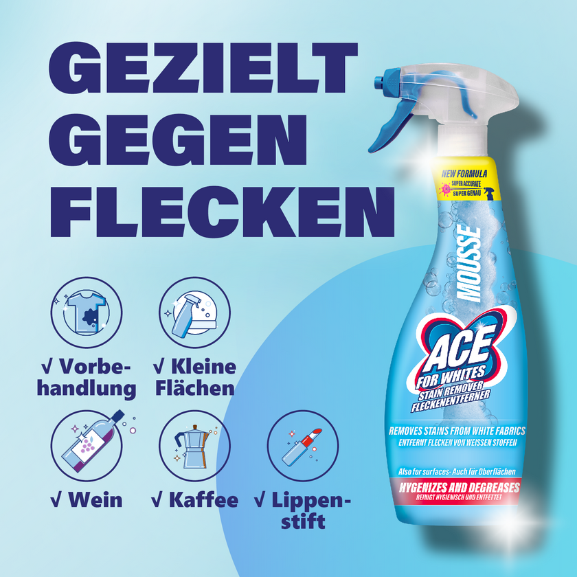 ACE For Whites Fleckenentferner Mousse - Gezielt gegen Flecken