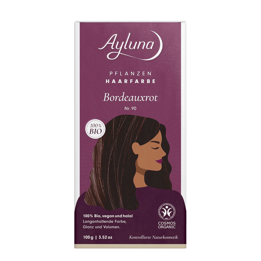 Vorderseite von Ayluna Pflanzenhaarfarbe 90 Bordeauxrot