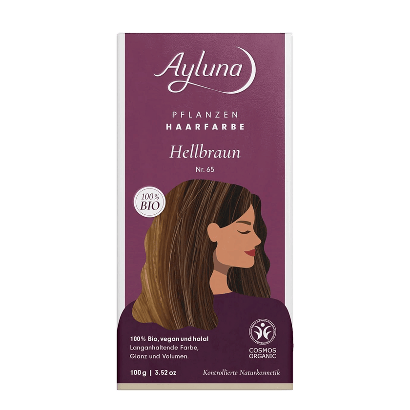 Vorderseite von Ayluna Pflanzenhaarfarbe 65 Hellbraun