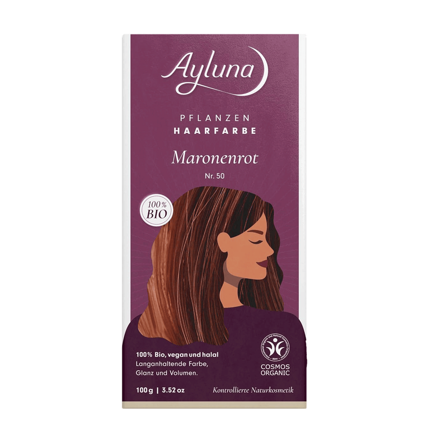 Vorderseite von Ayluna Pflanzenhaarfarbe 50 Maronenrot
