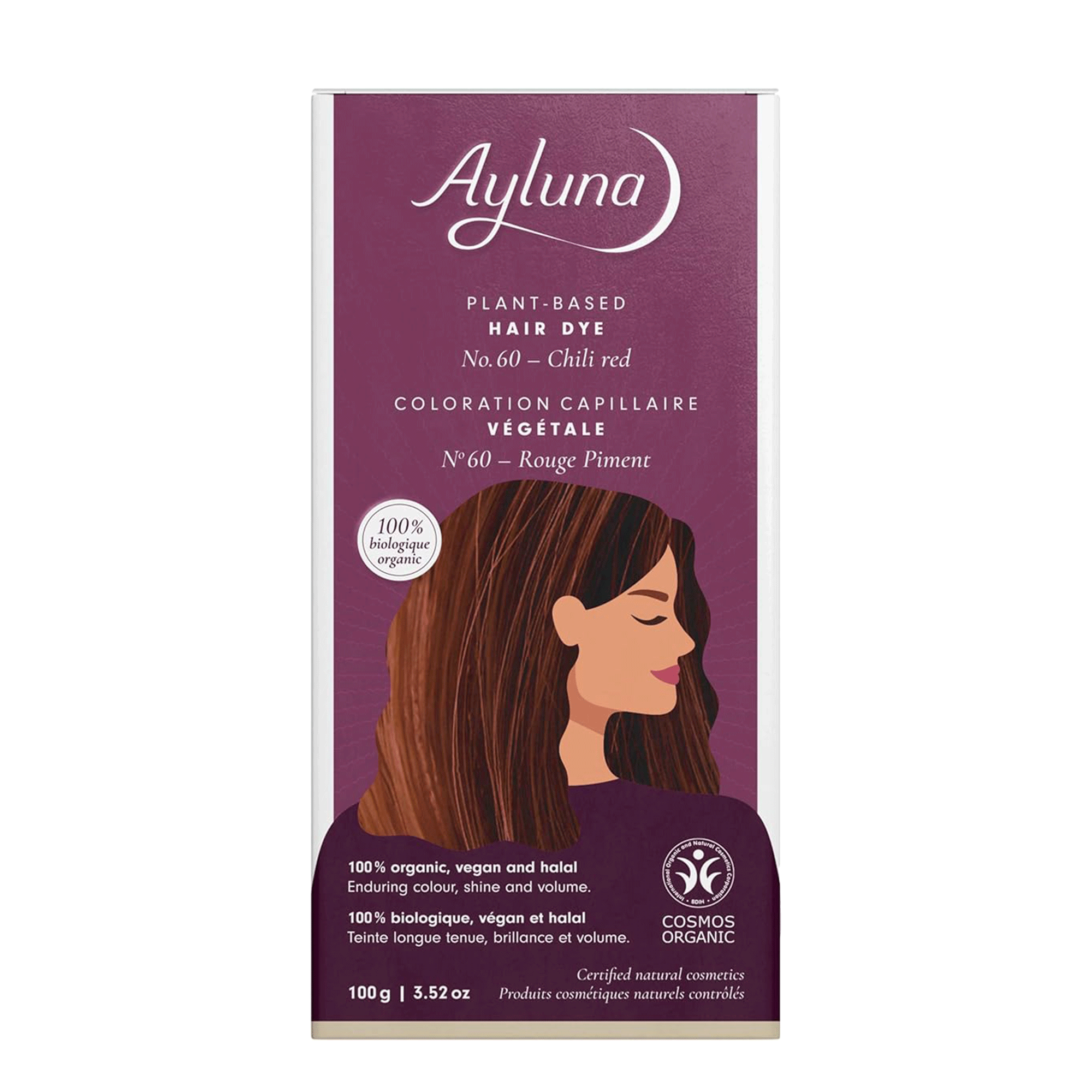 Vorderseite von Ayluna Pflanzenhaarfarbe 60 Chillirot