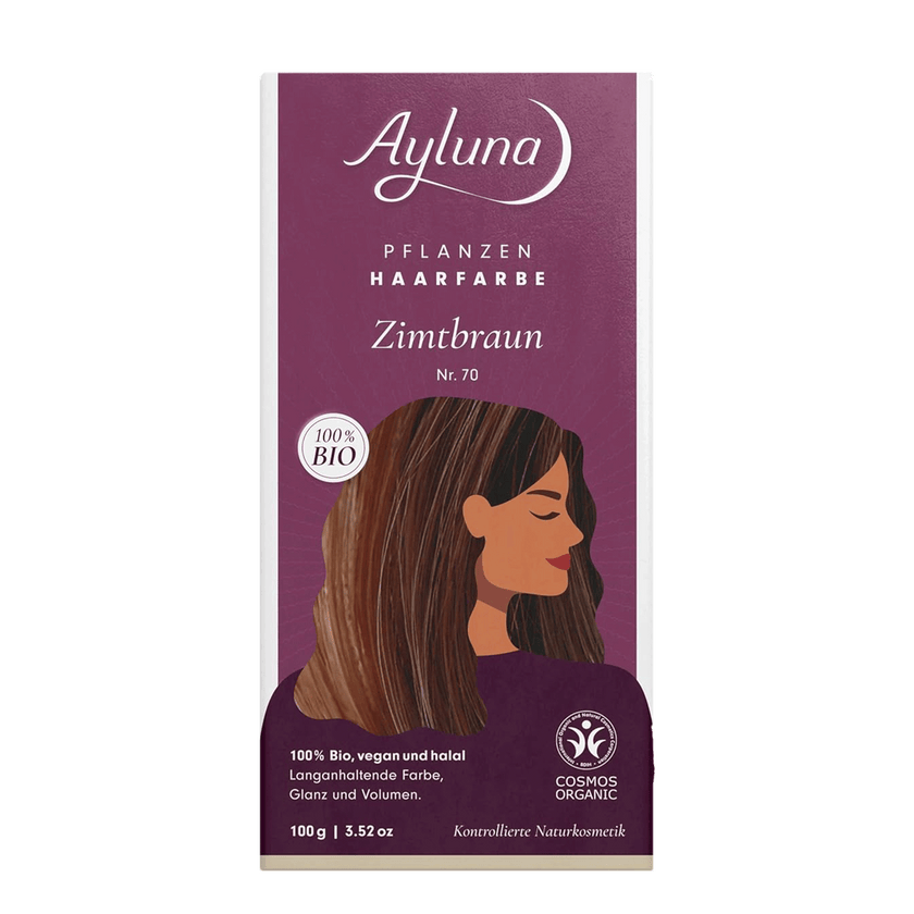 Vorderseite von Ayluna Pflanzenhaarfarbe 70 Zimtbraun