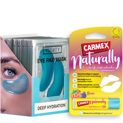 YEAUTY Deep Hydration Eye Pads + Gratis Carmex Naturally Stick Beere