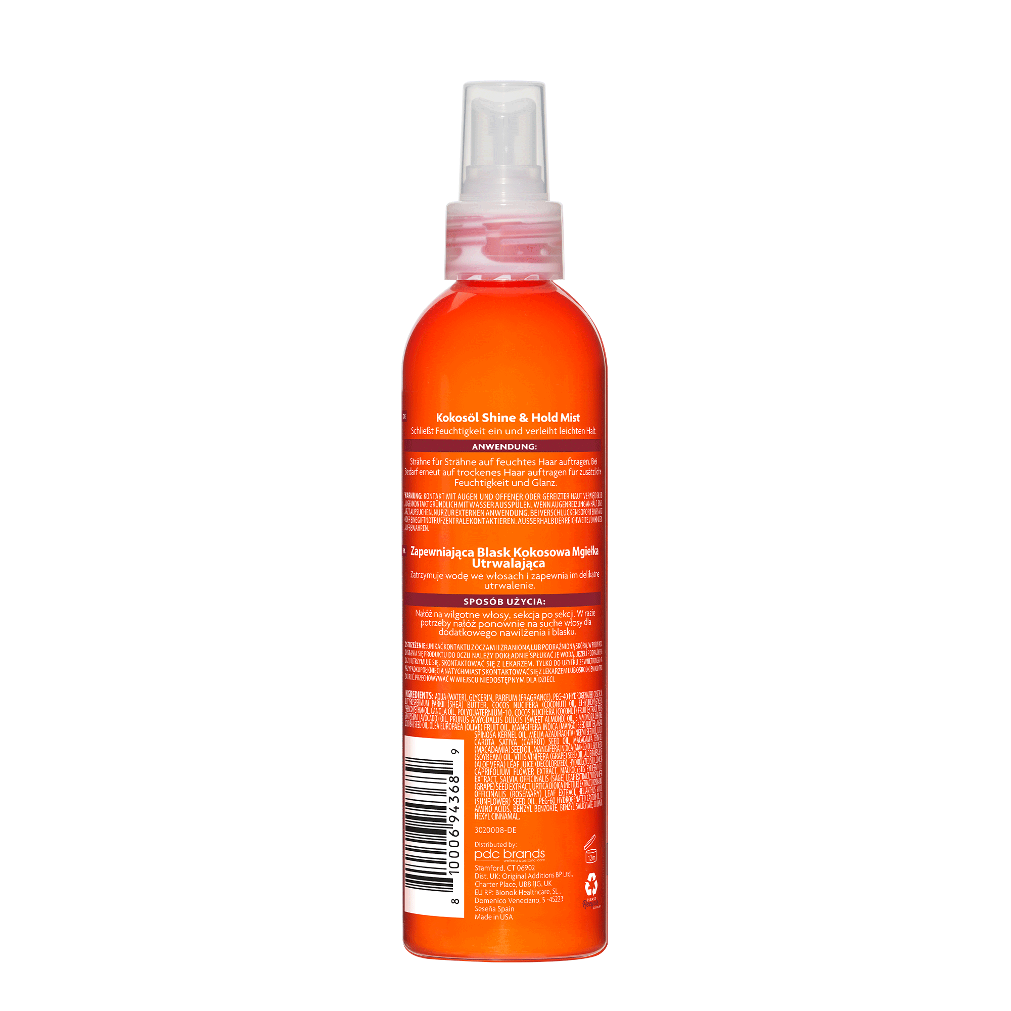 Rückseite von Cantu Coconut Oil Shine & Hold Mist