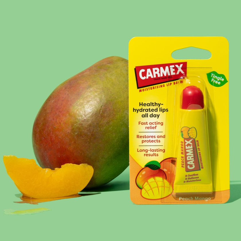 Carmex Peach Mango Tube Blister Verpackung mit Mango