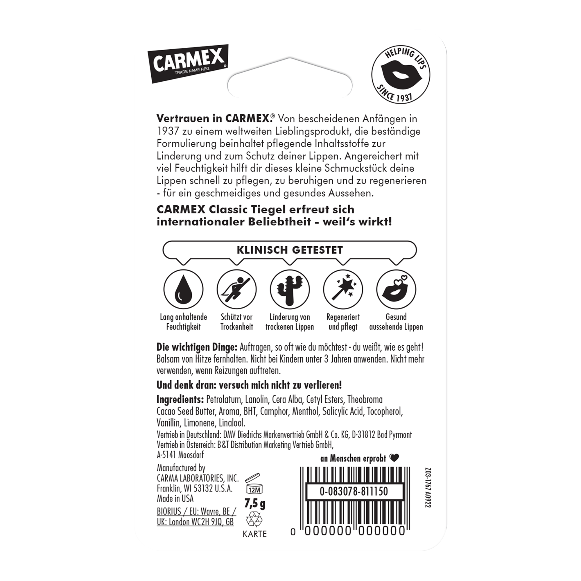 Carmex Classic Tiegel- Blister Back