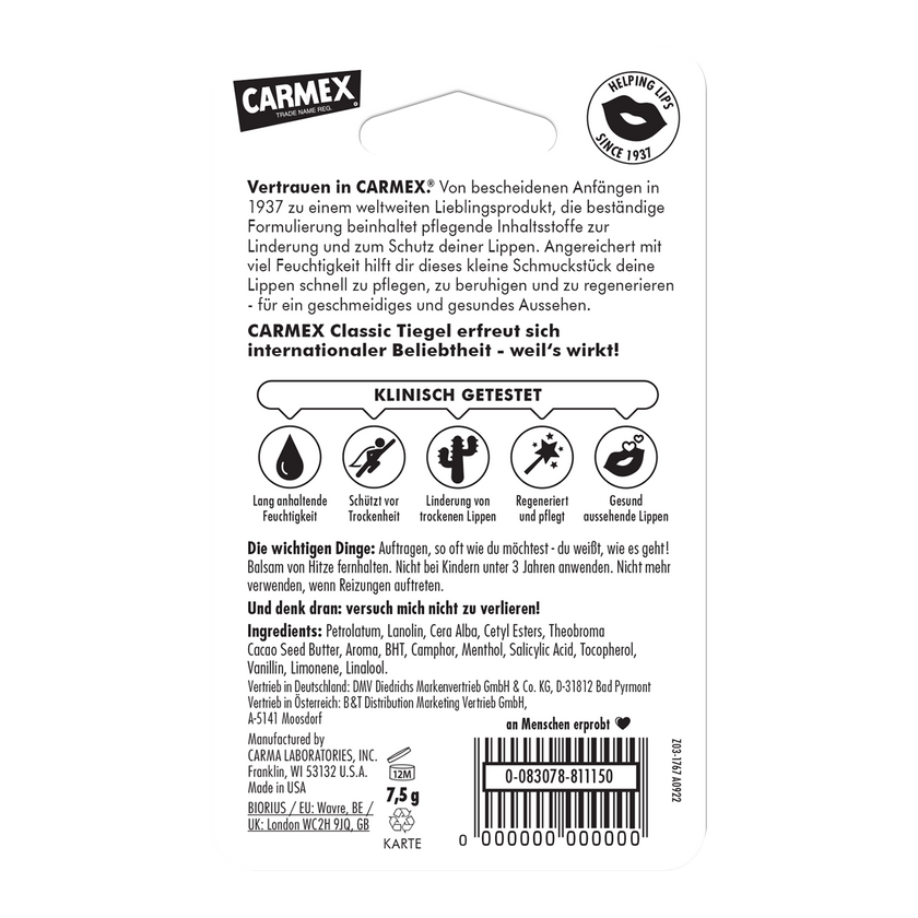 Carmex Classic Tiegel- Blister Back
