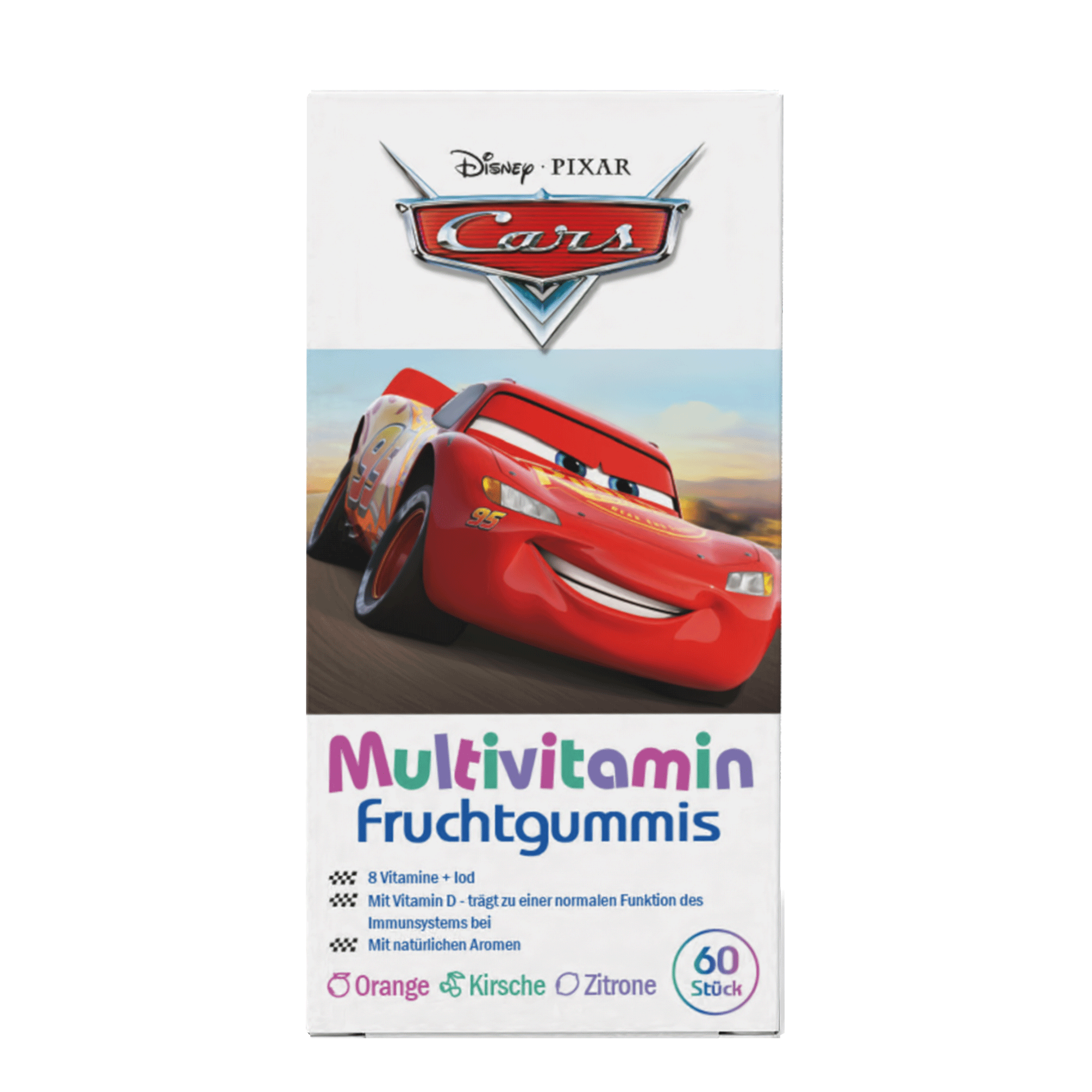 Vorderseite von Disney Multivitamin-Fruchtgummis Cars