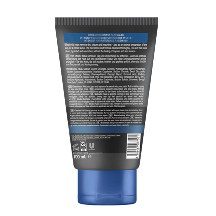 Rückseite von Dove Men+Care Face wash Hydration Boost