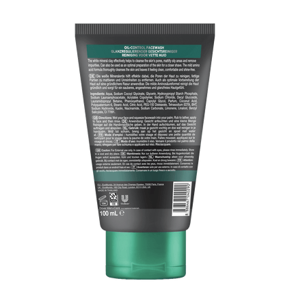 Rückseite von Dove Men+Care Face wash Oil Control