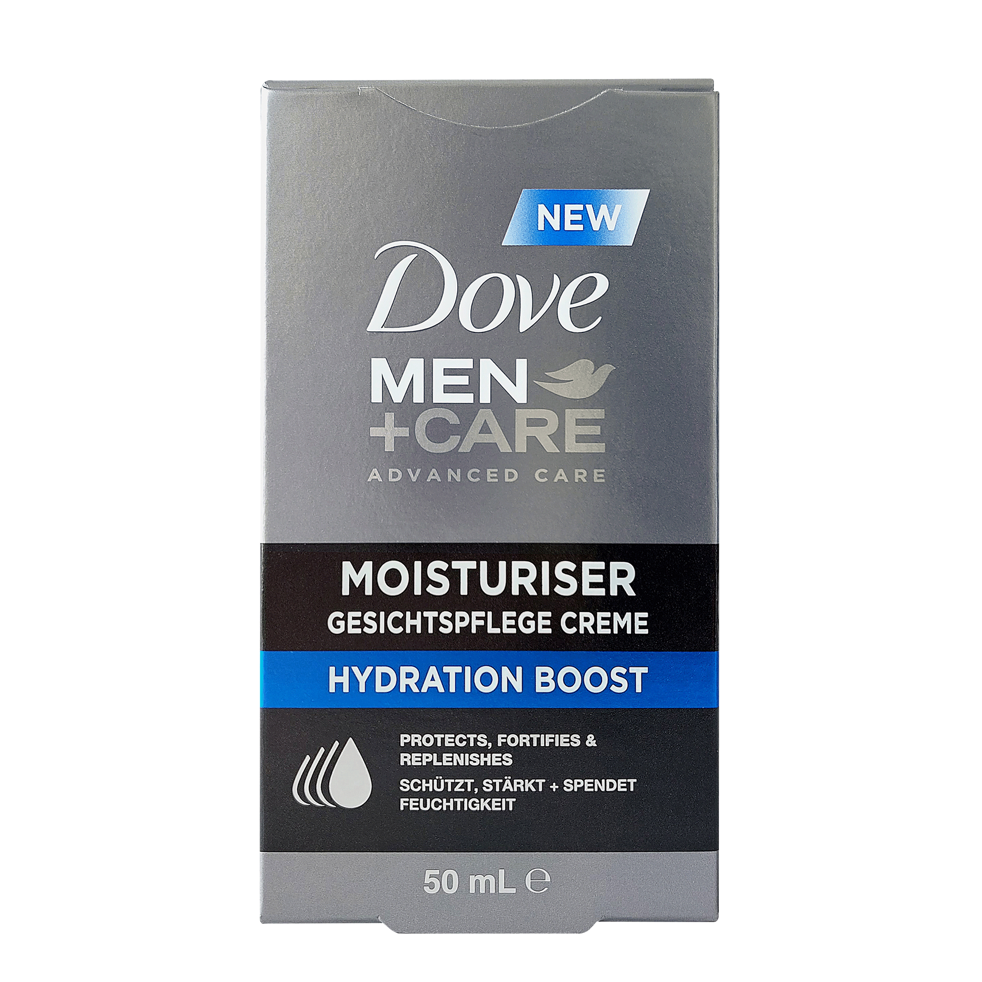 Verpackungsansicht von Dove Men+Care Moisturiser Hydration Boost