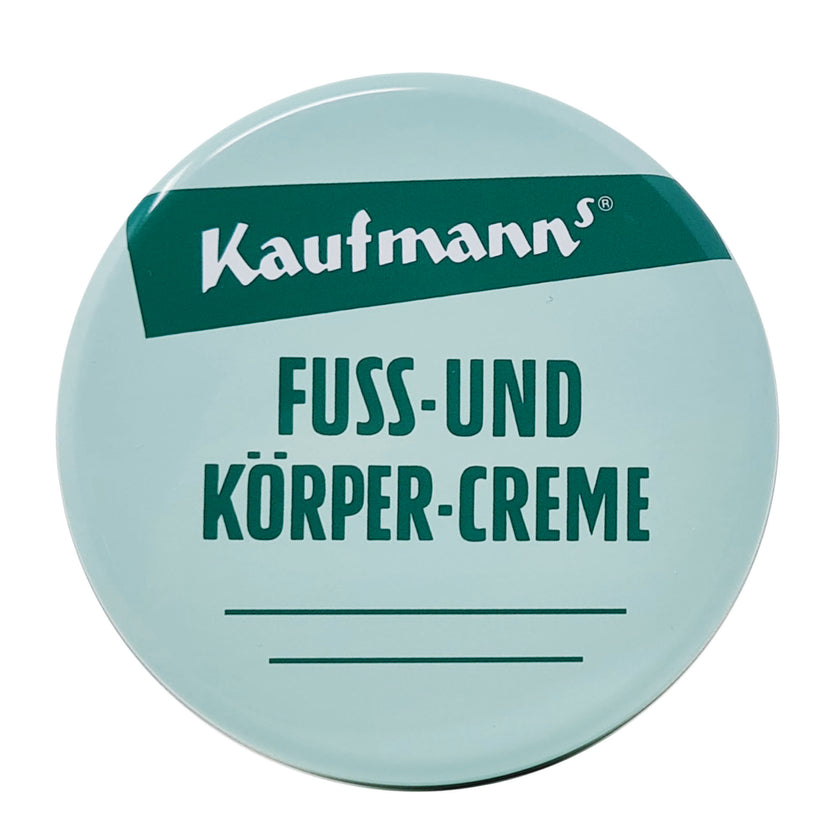 Kaufmanns Fuss- und Körper-Creme, macht ihre Füße glatt und geschmeidig. Zudem schützt Sie die Haut vor Austrocknung und bildet einen angenehmen Schutzfilm, 1x 50 ml