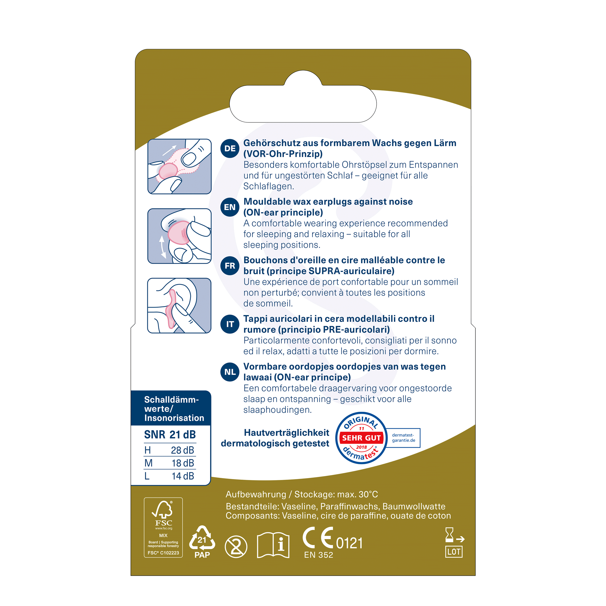 Rückseite von OHROPAX Classic Ohrstöpsel – 20 Stück