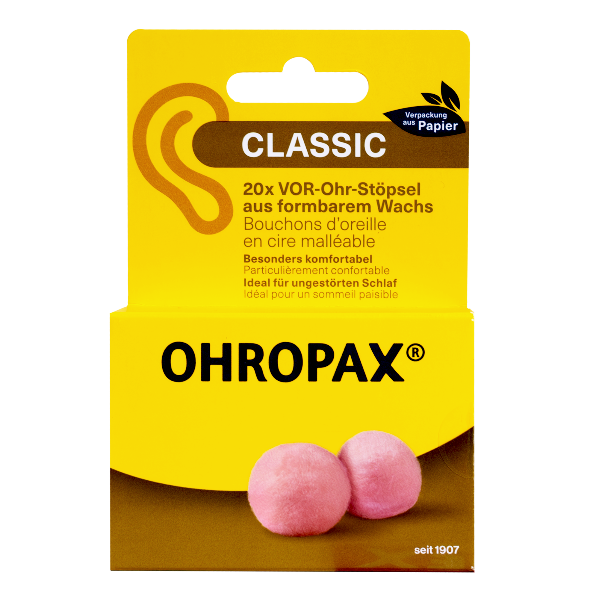 Vorderseite von OHROPAX Classic Ohrstöpsel – 20 Stück