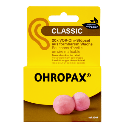 Vorderseite von OHROPAX Classic Ohrstöpsel – 20 Stück