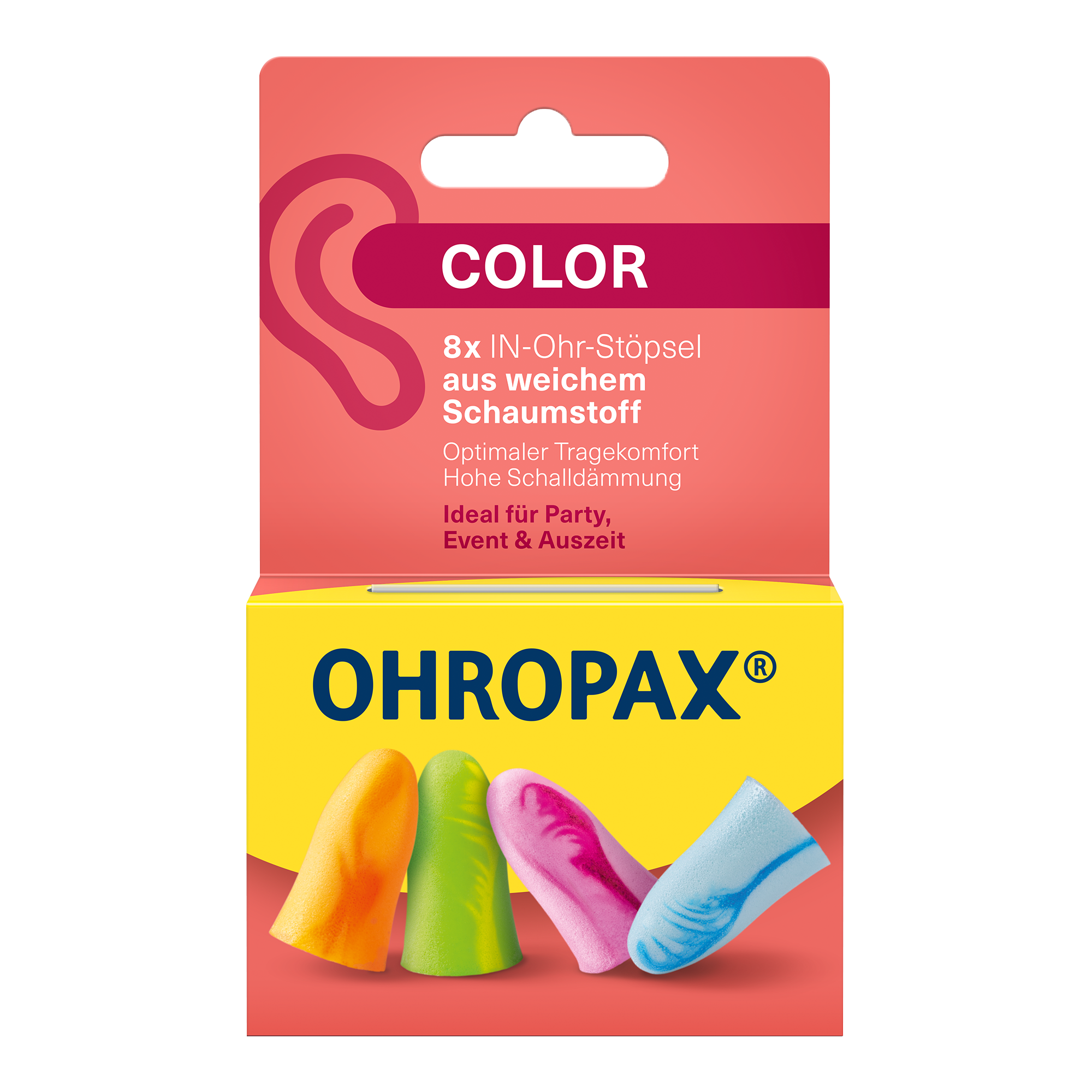 Vorderseite von OHROPAX Color Ohrstöpsel 8 Stück