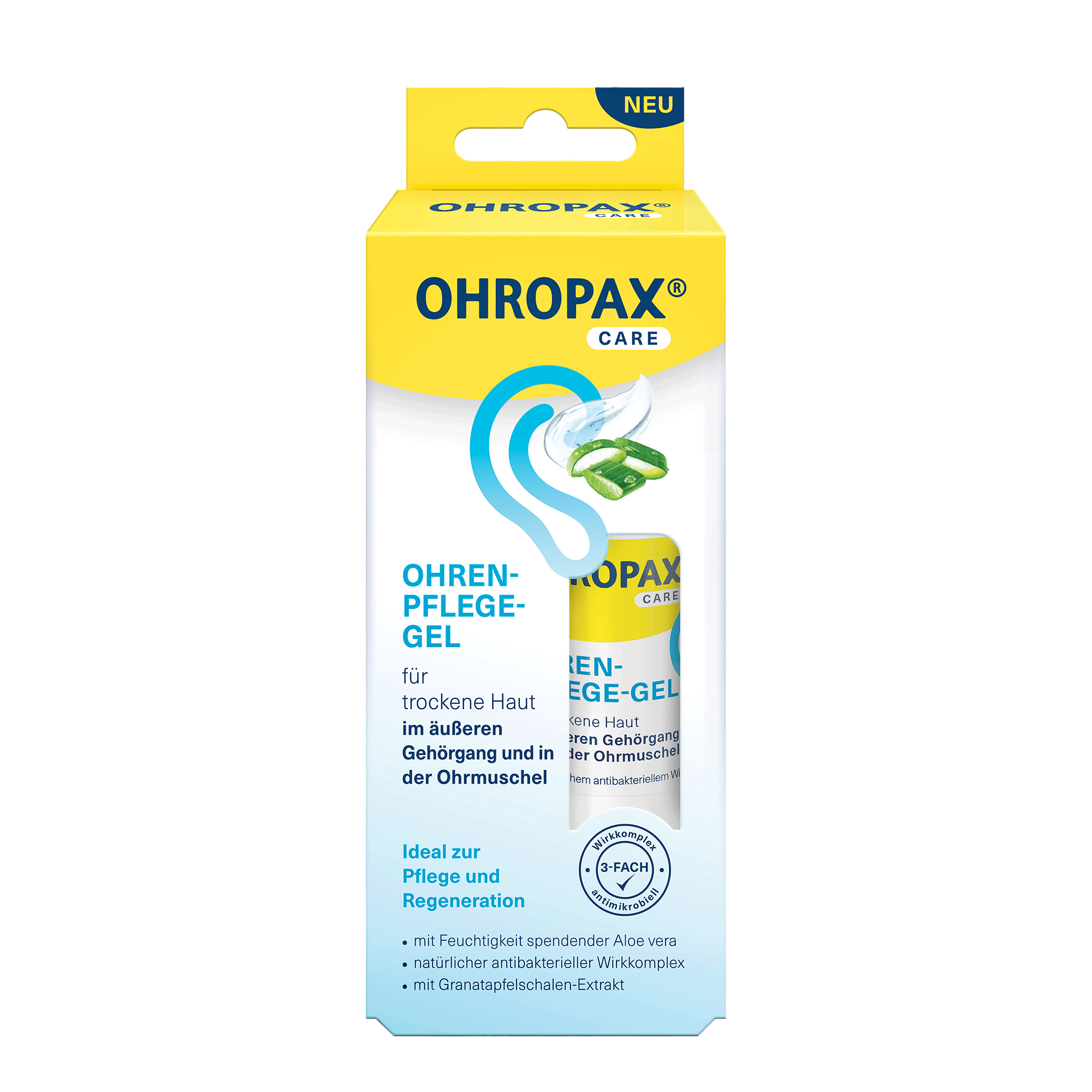 Vorderseite der Verpackung von OHROPAX Ohren-Pflege-Gel