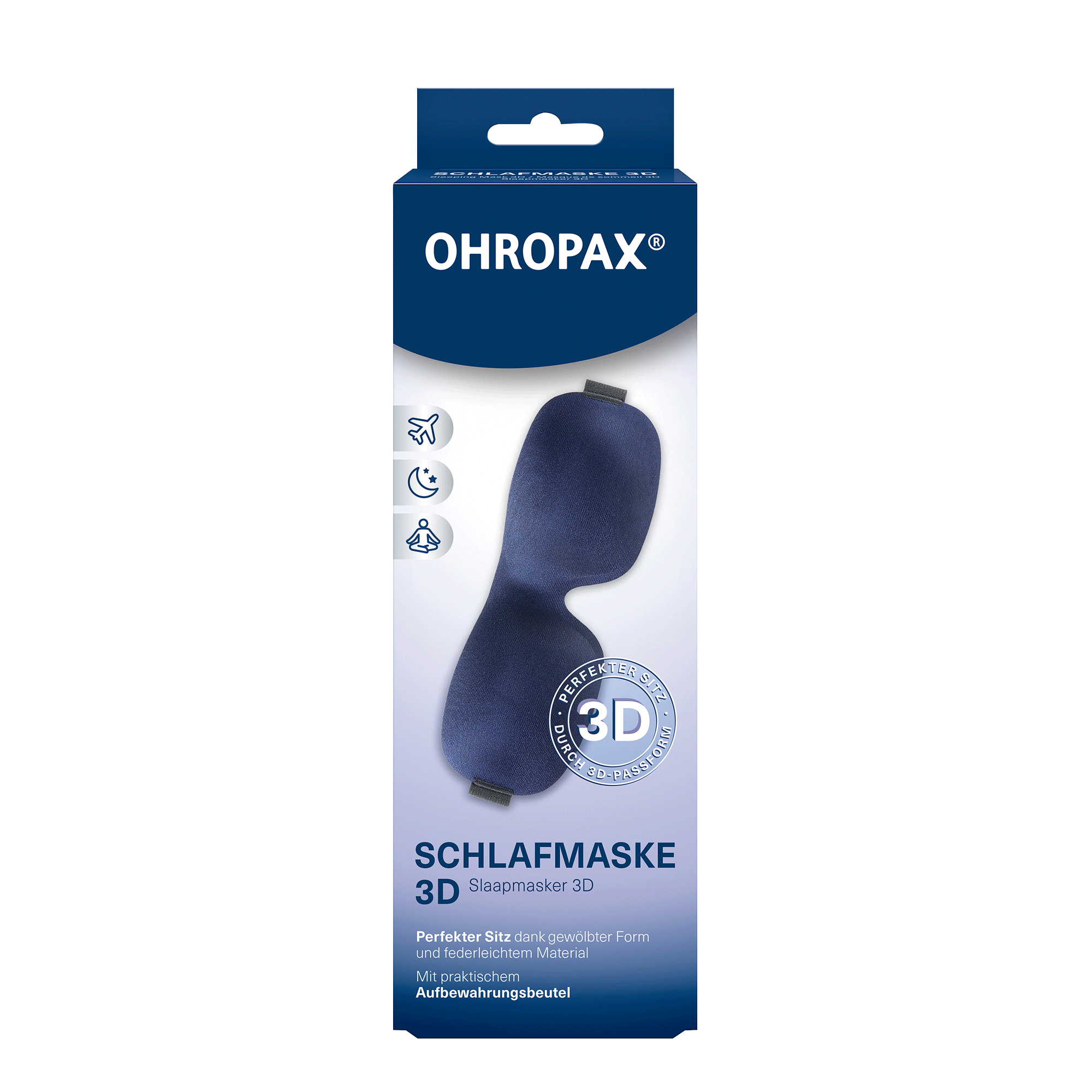Vorderseite von OHROPAX Schlafmaske 3D in marine
