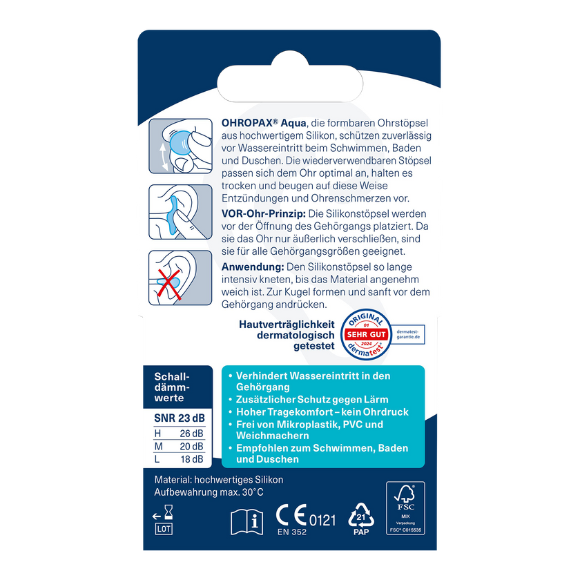 OHROPAX Aqua Ohrstöpsel - 6 Stück