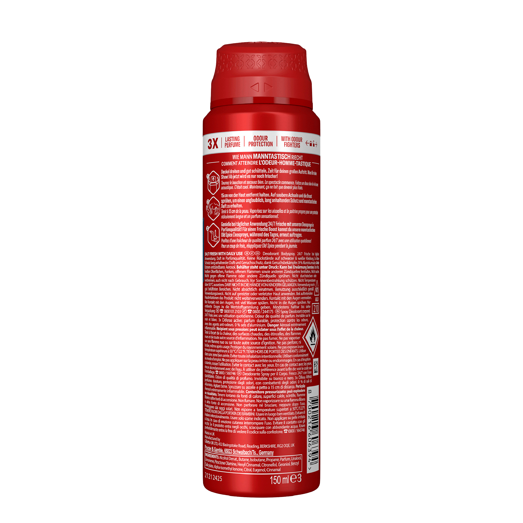 Rückseite von Old Spice Deo Bodyspray Whitewater