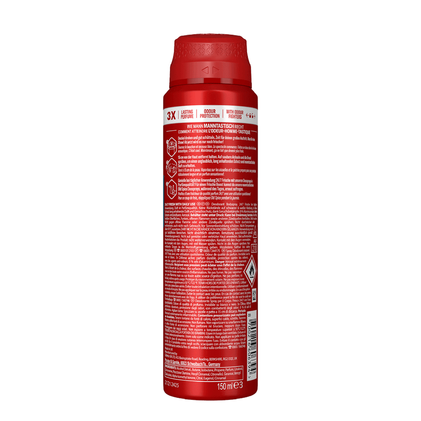 Rückseite von Old Spice Deo Bodyspray Whitewater