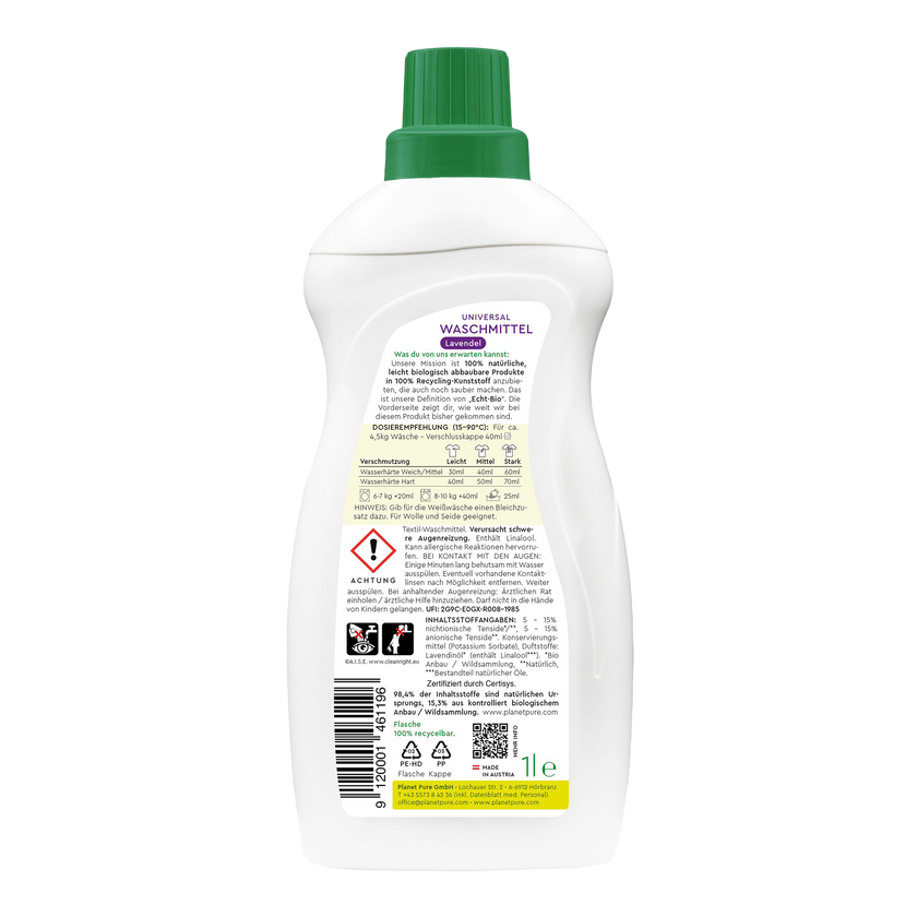 Planet Pure Universal Waschmittel Lavendel - 1 Liter