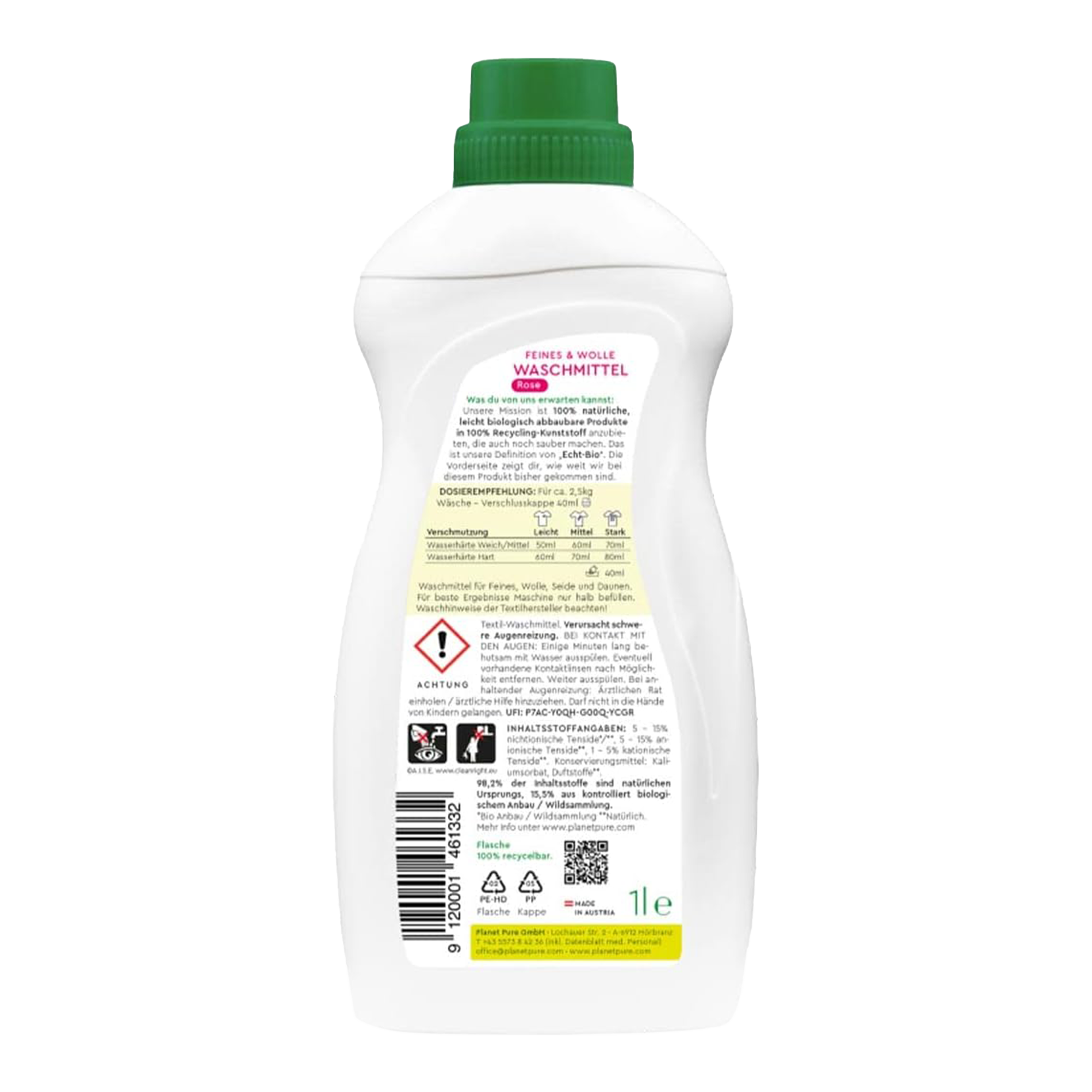Planet Pure Feines & Wolle Waschmittel Rose - 1 Liter