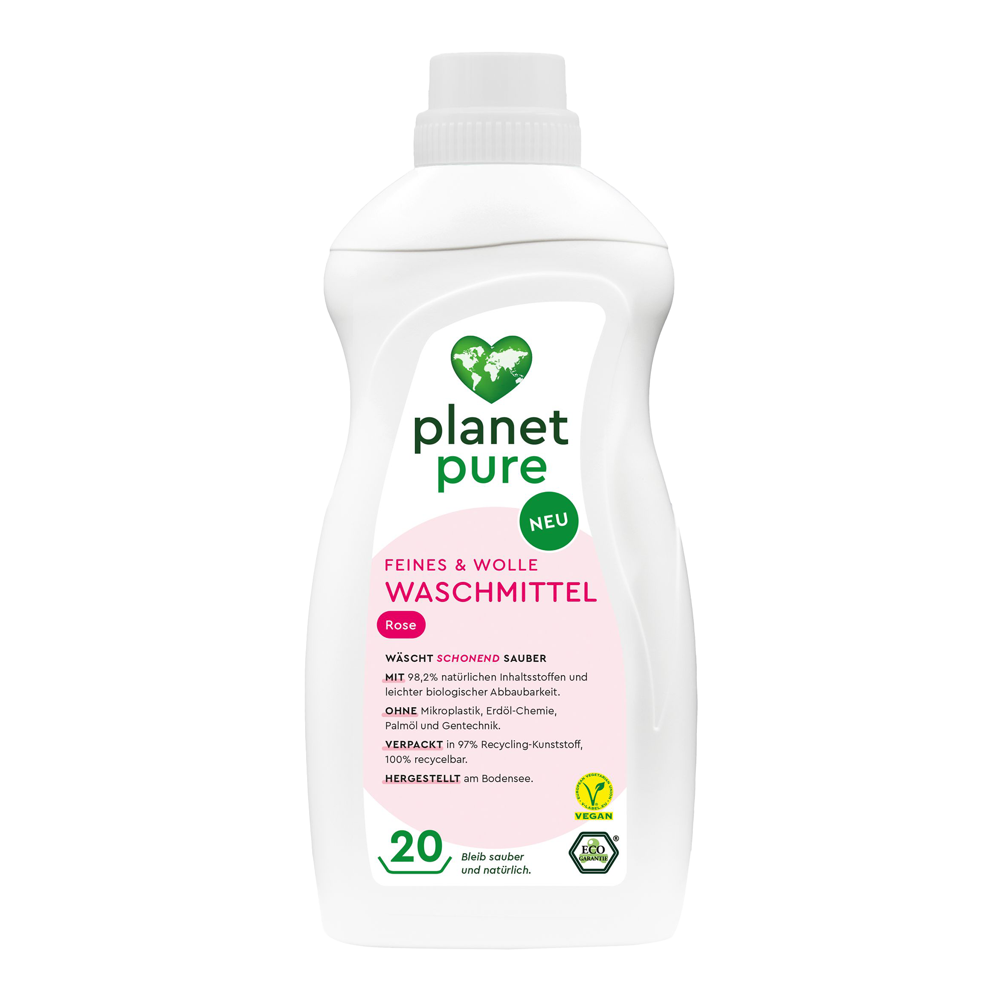 Planet Pure Feines & Wolle Waschmittel Rose - 1 Liter