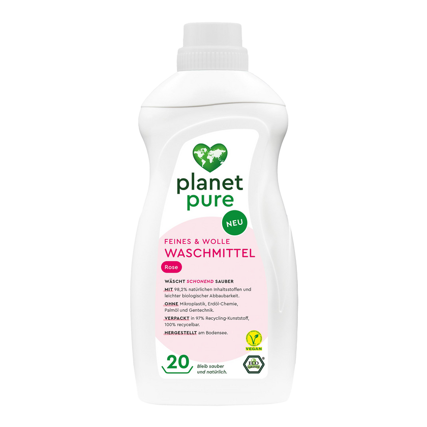 Planet Pure Feines & Wolle Waschmittel Rose - 1 Liter