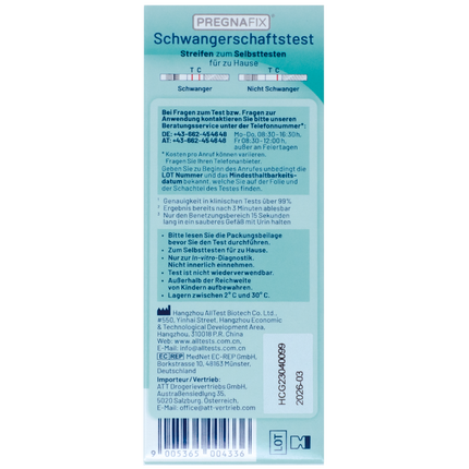 PREGNAFIX Schwangerschaftstest Streifen, Back