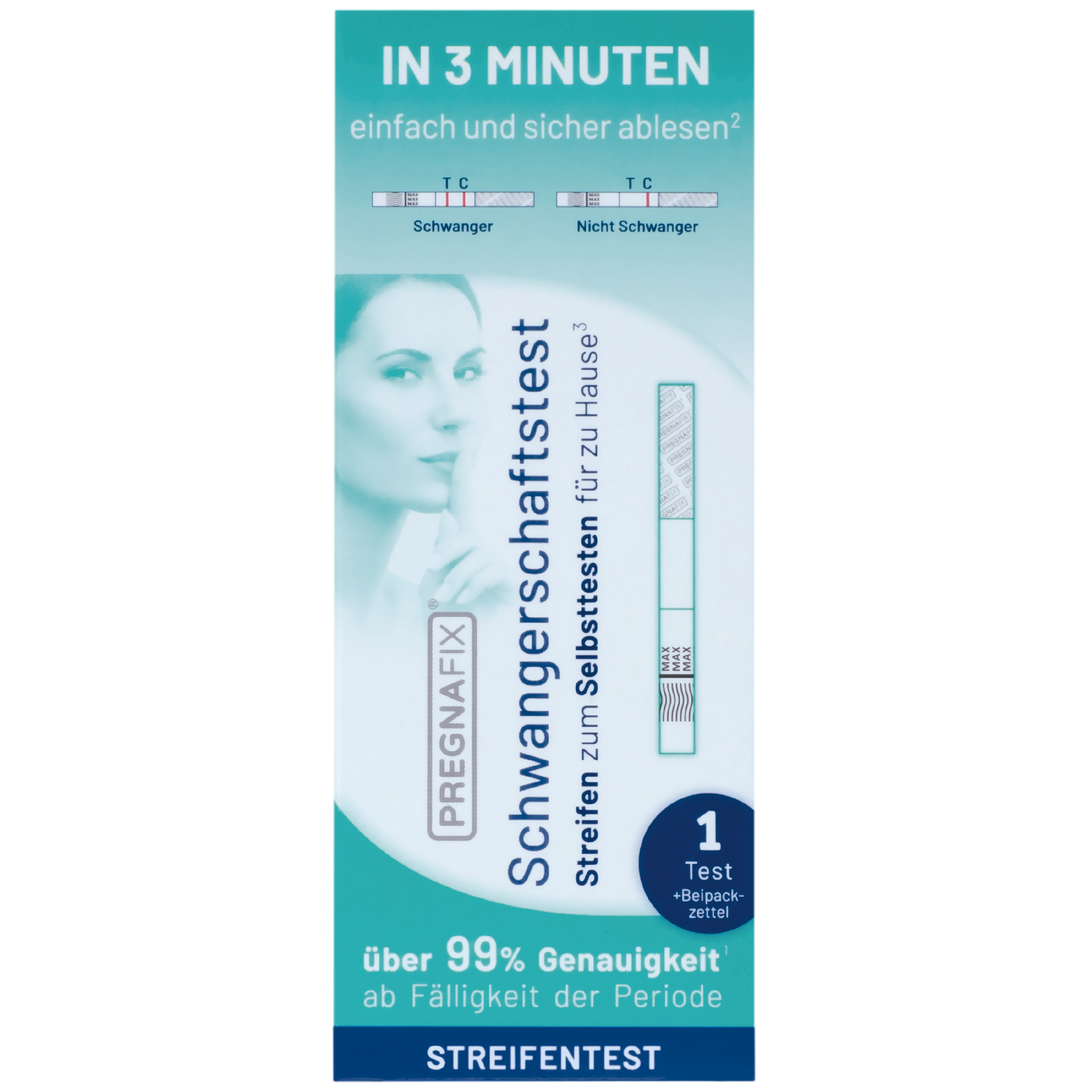 PREGNAFIX Schwangerschaftstest Streifen, Front