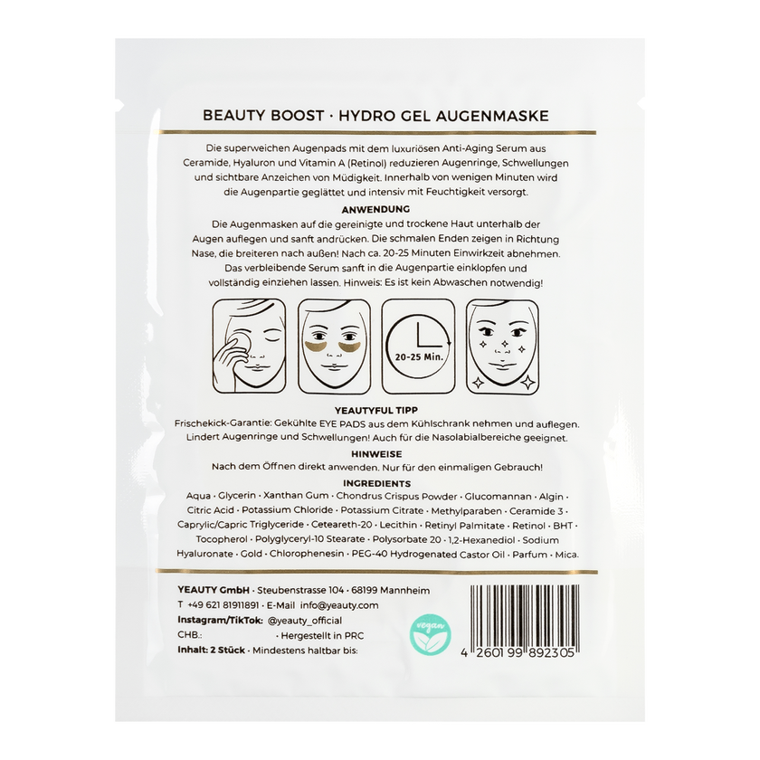 YEAUTY Eye Pad Mask Beauty Boost - 1 Paar