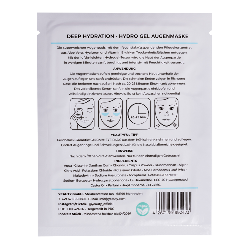 YEAUTY Eye Pad Mask Deep Hydration - 1 Paar