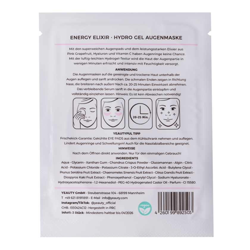 YEAUTY Eye Pad Mask Energy Elixir - 1 Paar