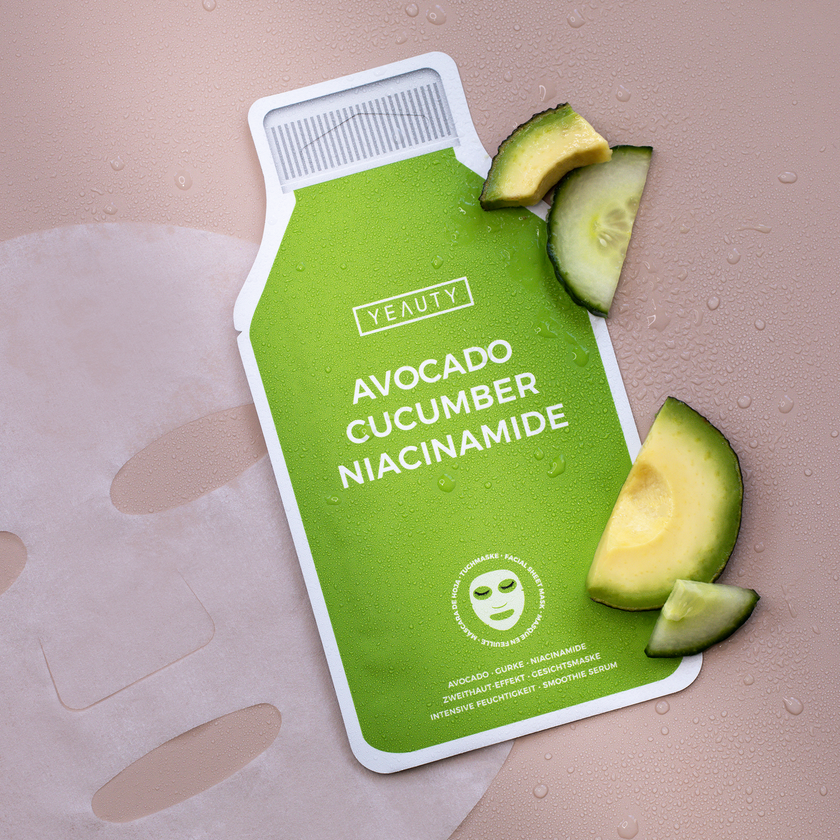 YEAUTY Tuchmaske Avocado Cucumber Niacinamide - 1 Stück
