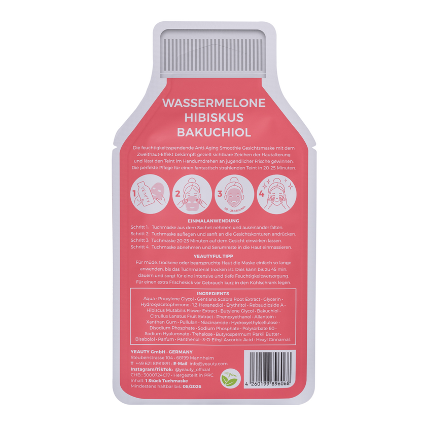 YEAUTY Tuchmaske Watermelon Hibiskus Bakuchiol - 1 Stück