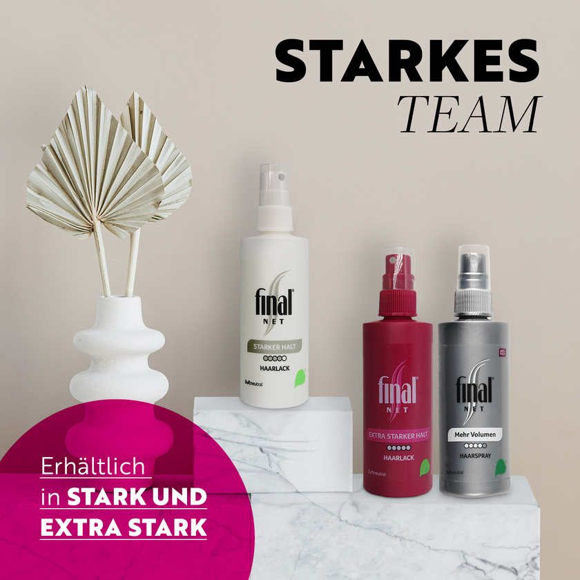 Produktreihe von Final NET, Starker Halt, Extra Starker Halt und Mehr Volumen