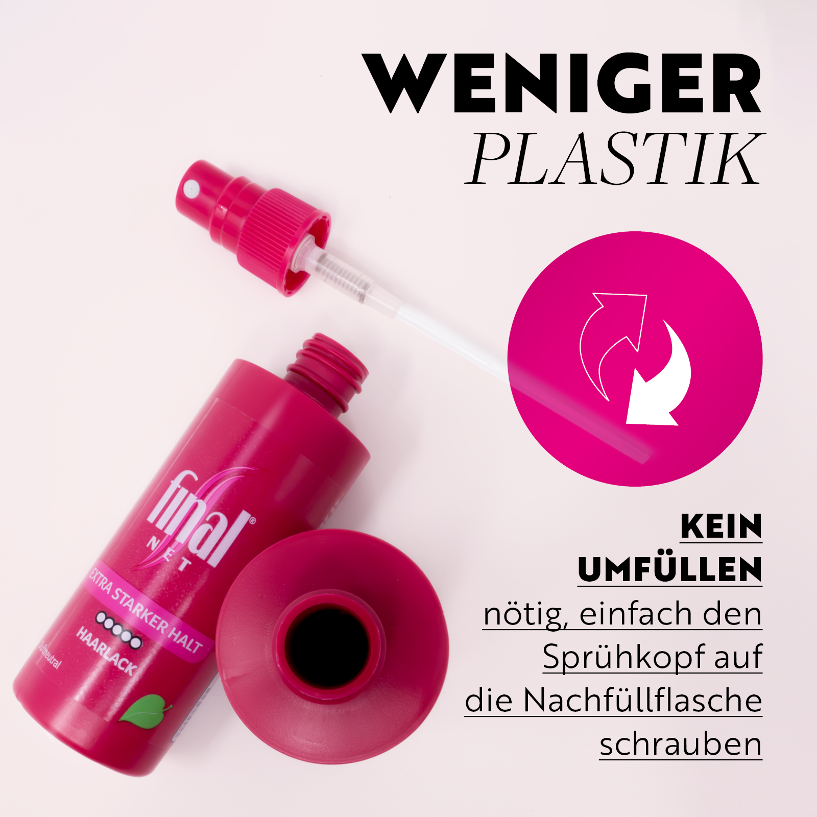 Final NET Extra Starker Halt und geöffnete umweltfreundlichere Final NET Starker Halt Austauschflasche